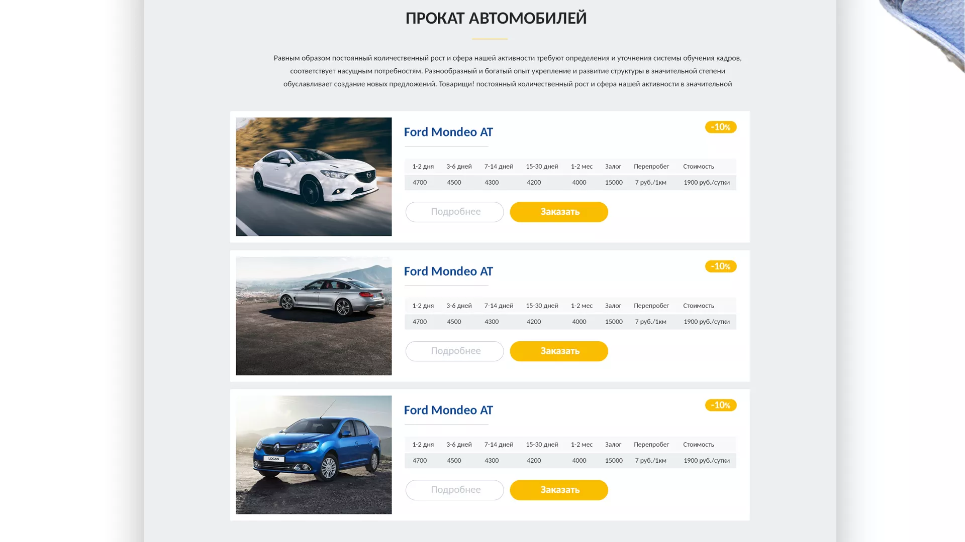Разработка сайта для проката автомобилей в Чусовом